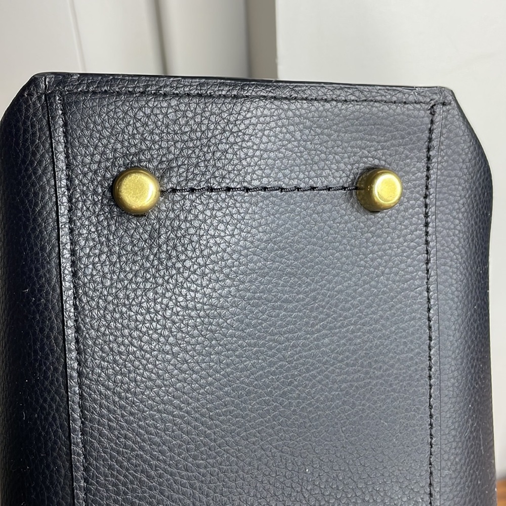 Coach Black Leather Tote with Burgundy Tag and Gold Hardware - Picture 11 of 14